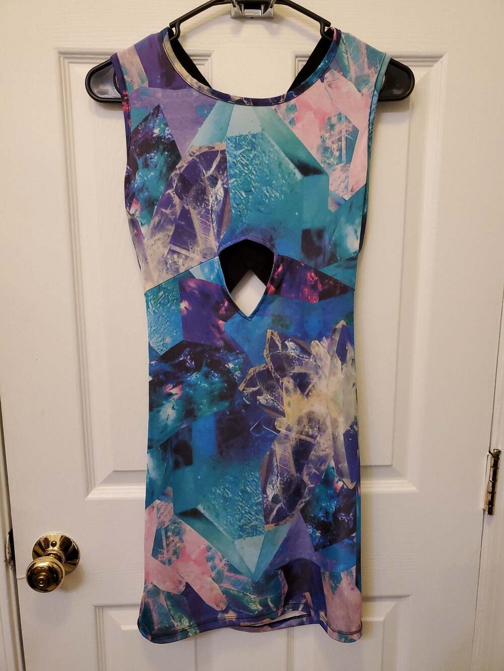 RARE Archival Lip Service Cult Geode Crystal Print Keyhole Front Mini Dress S